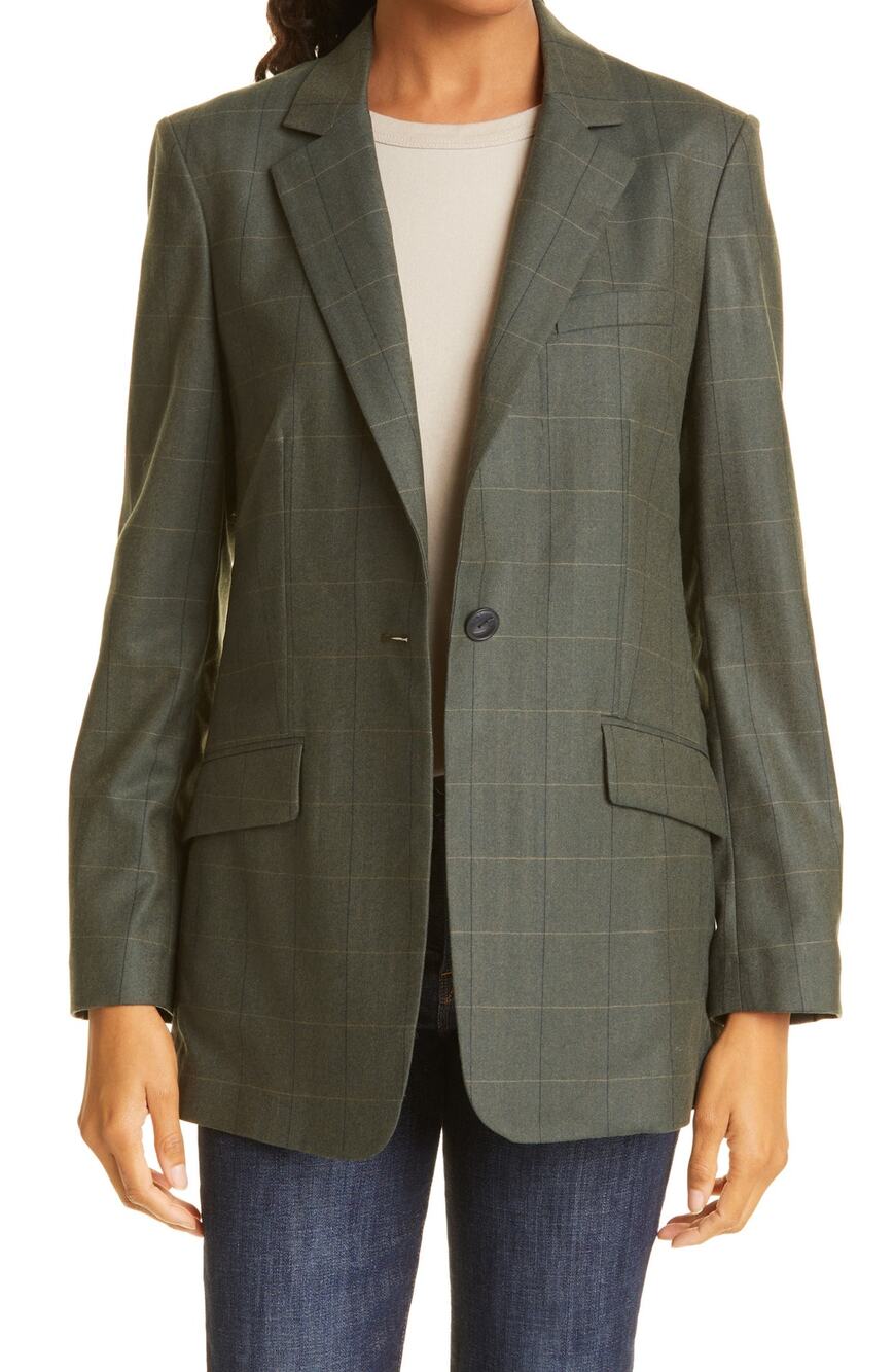 Rag & Bone Tailored Green Check Herringbone Blazer Size 6